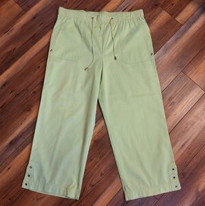 NWT Hasting & Smith Lime Green Crop Elastic Waist 100% Cotton Pants Wms Medium
